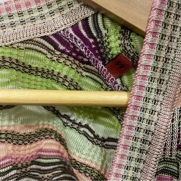 Missoni Made In Italy Multicolor Zig Zag Stripes Winter Cardigan Sweater Size 8 - Picture 5 of 8
